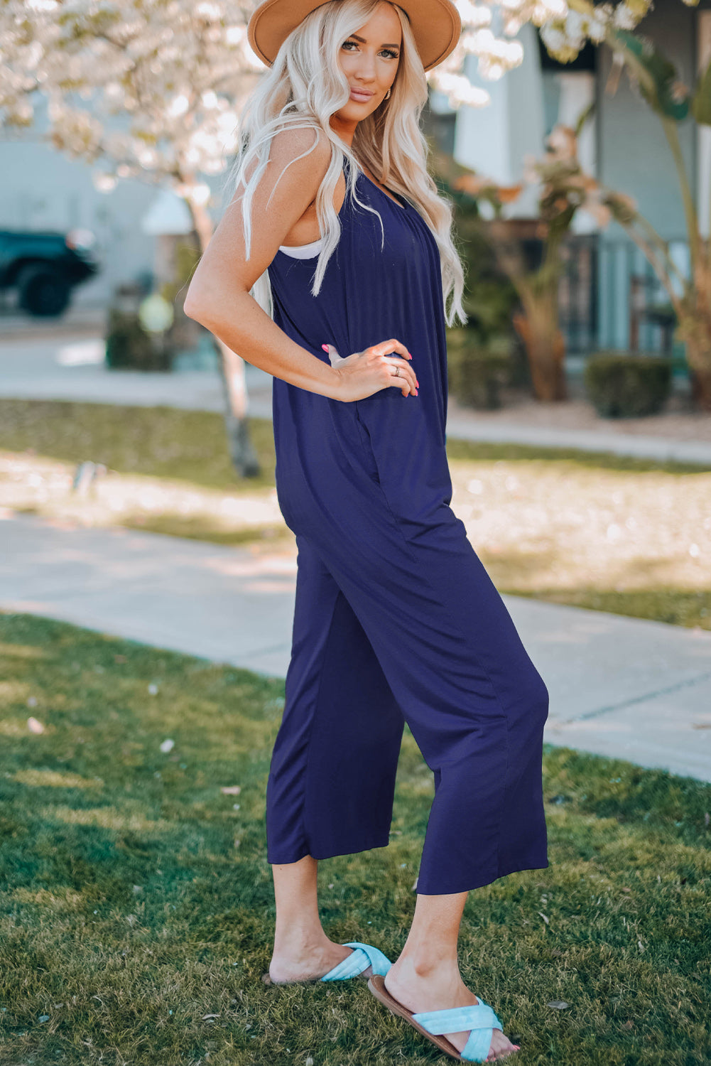 Spaghetti Strap Wide Leg Jumpsuit